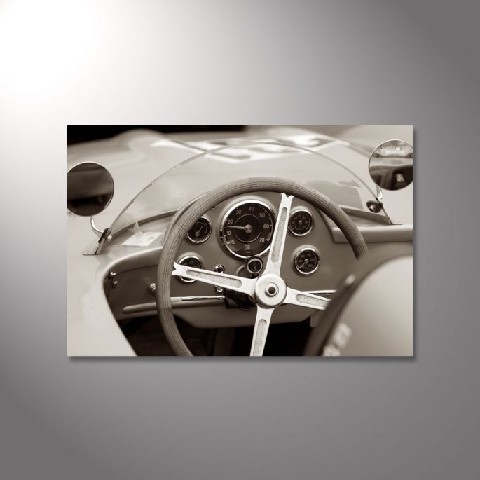 Wandbild Cockpit Oldtimer Mercedes-Benz Rennwagen